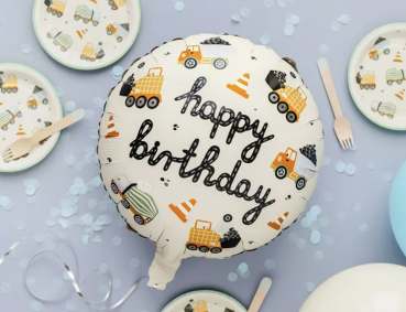 Preview: Folienballon - Baufahrzeuge - ø 35cm